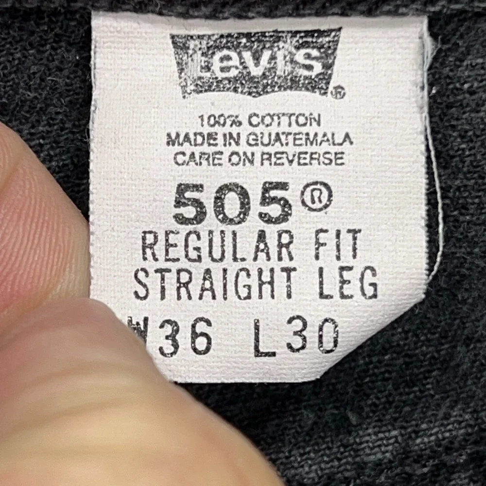 Vintage Levi's 505 Jeans Men's 35x29 Black Fade Regular Fit Straight Grunge 2002